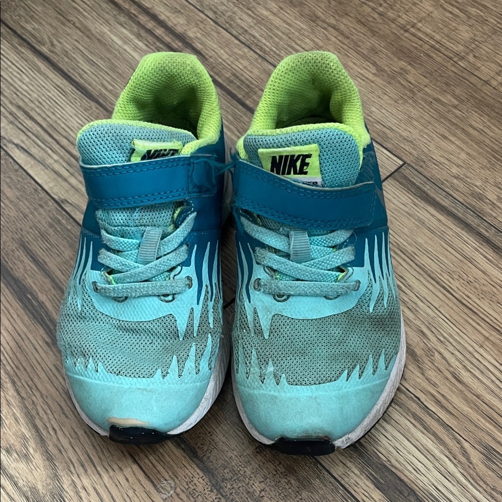 Nike Kids Teal and Lime Sneakers - Picture 2 of 3
